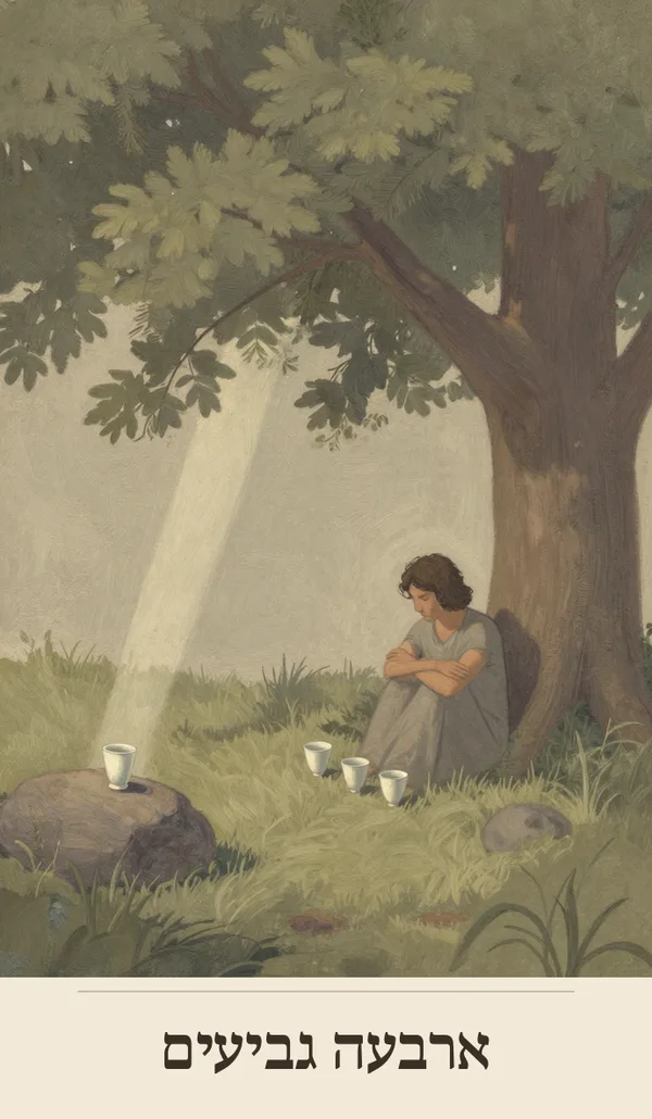 קלף ארבעה גביעים (Four of Cups) — חפיסת הטארוט של רוח חכמה