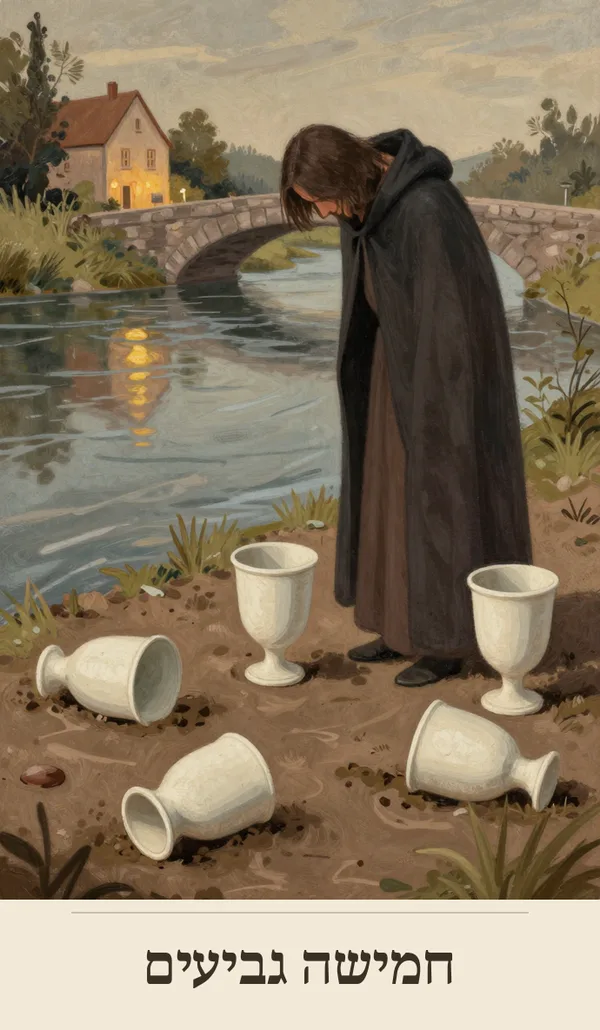 קלף חמישה גביעים (Five of Cups) — חפיסת הטארוט של רוח חכמה