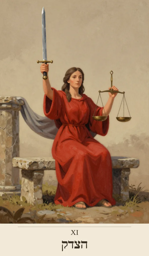 קלף הצדק (Justice) — חפיסת הטארוט של רוח חכמה