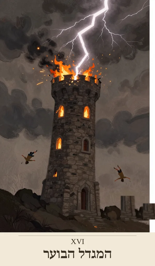 קלף המגדל הבוער (The Tower) — חפיסת הטארוט של רוח חכמה