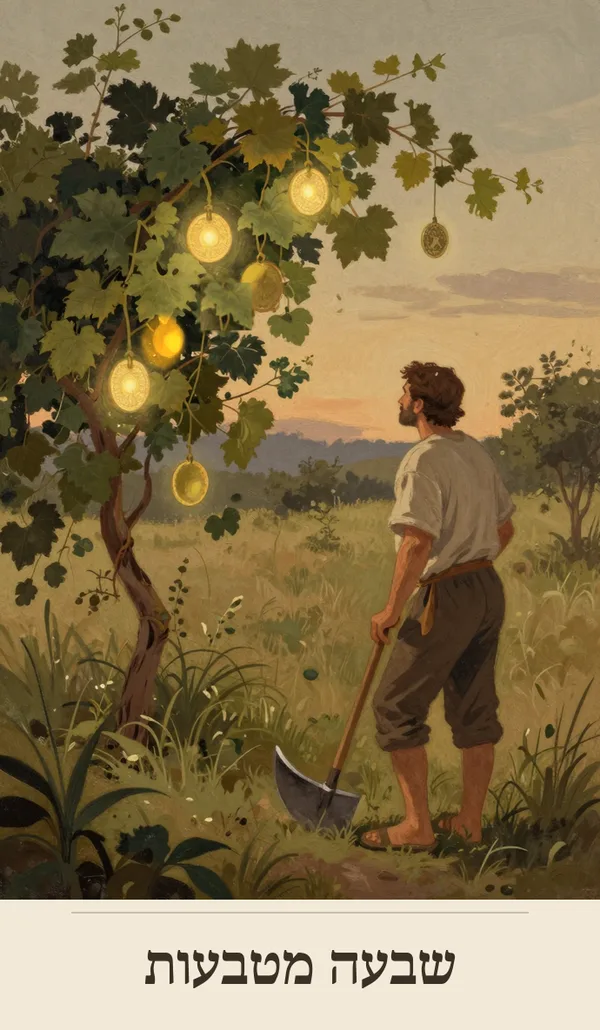 קלף שבעה מטבעות (Seven of Pentacles) — חפיסת הטארוט של רוח חכמה