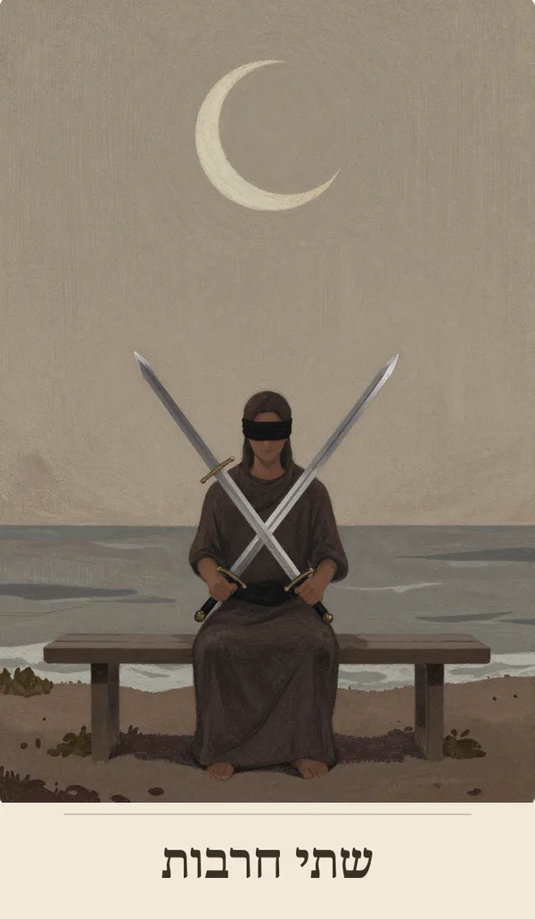 קלף שתי חרבות (Two of Swords) — חפיסת הטארוט של רוח חכמה