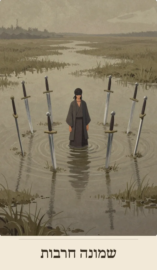 קלף שמונה חרבות (Eight of Swords) — חפיסת הטארוט של רוח חכמה