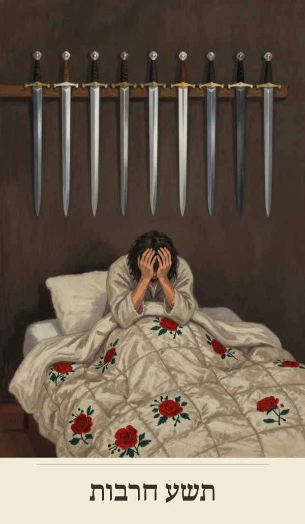 קלף תשע חרבות (Nine of Swords) — חפיסת הטארוט של רוח חכמה