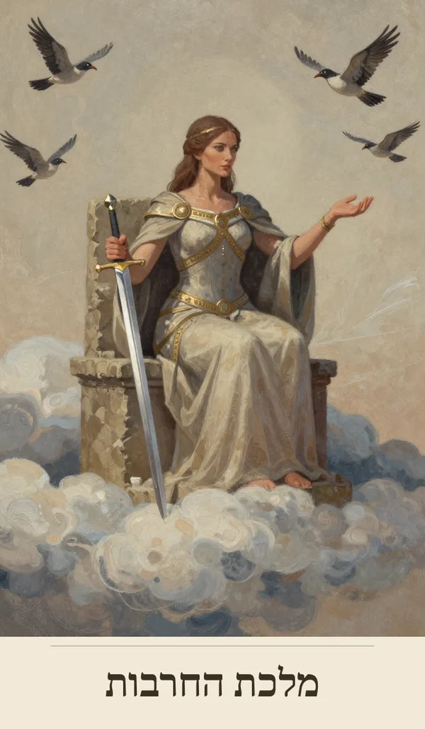 קלף מלכת החרבות (Queen of Swords) — חפיסת הטארוט של רוח חכמה