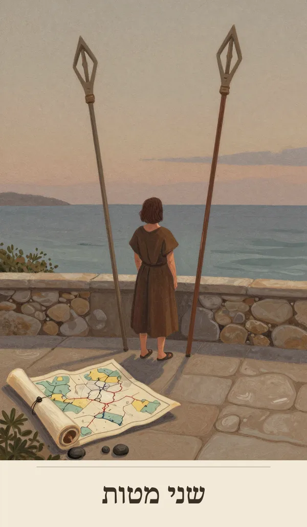 קלף שני מטות (Two of Wands) — חפיסת הטארוט של רוח חכמה