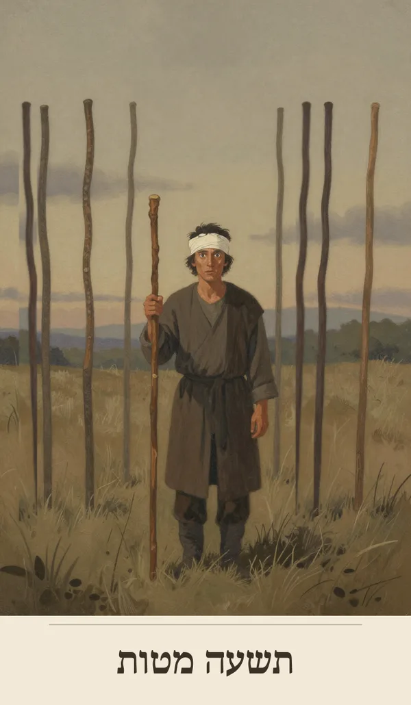 קלף תשעה מטות (Nine of Wands) — חפיסת הטארוט של רוח חכמה